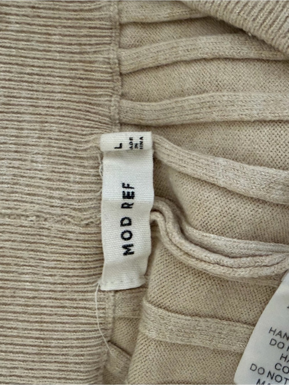 Mod Ref Ribbed Knit Pants Wide Leg Cream - Picture 4 of 4
